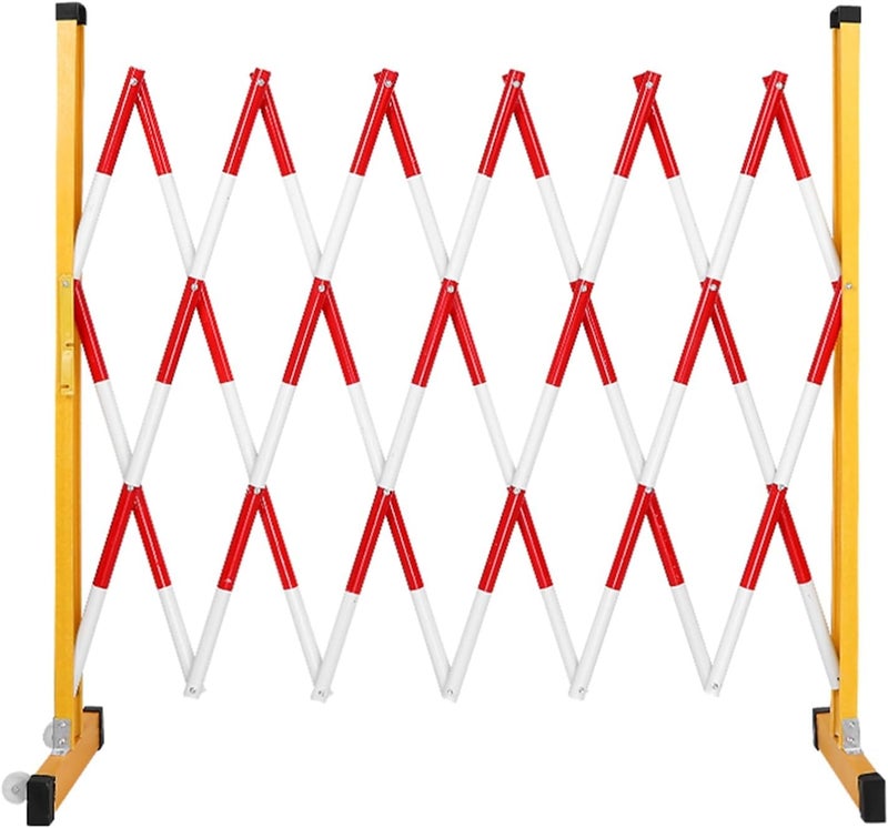 Expandable Metal Barricade, Folding Industrial Mobile Safety Barrier, Driveway Fence Retractable Traffic Security Gate for School Crowd Control,Rosso 47x138in - Image 1