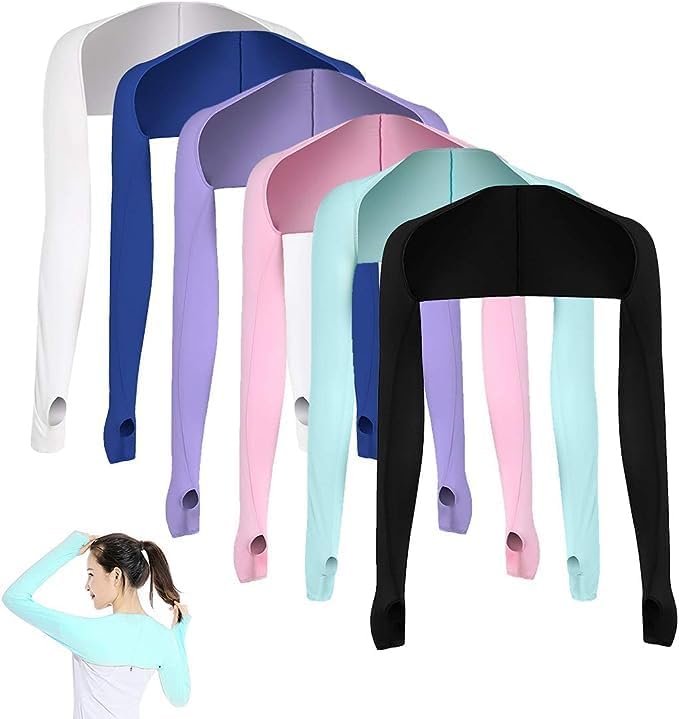 Aoutacc Cooling Shawl Arm Sleeves Sun Protection with Finger Hole Anti-UV, Comfortable Ladies Cooler Shrug Ideal for Women - Image 1