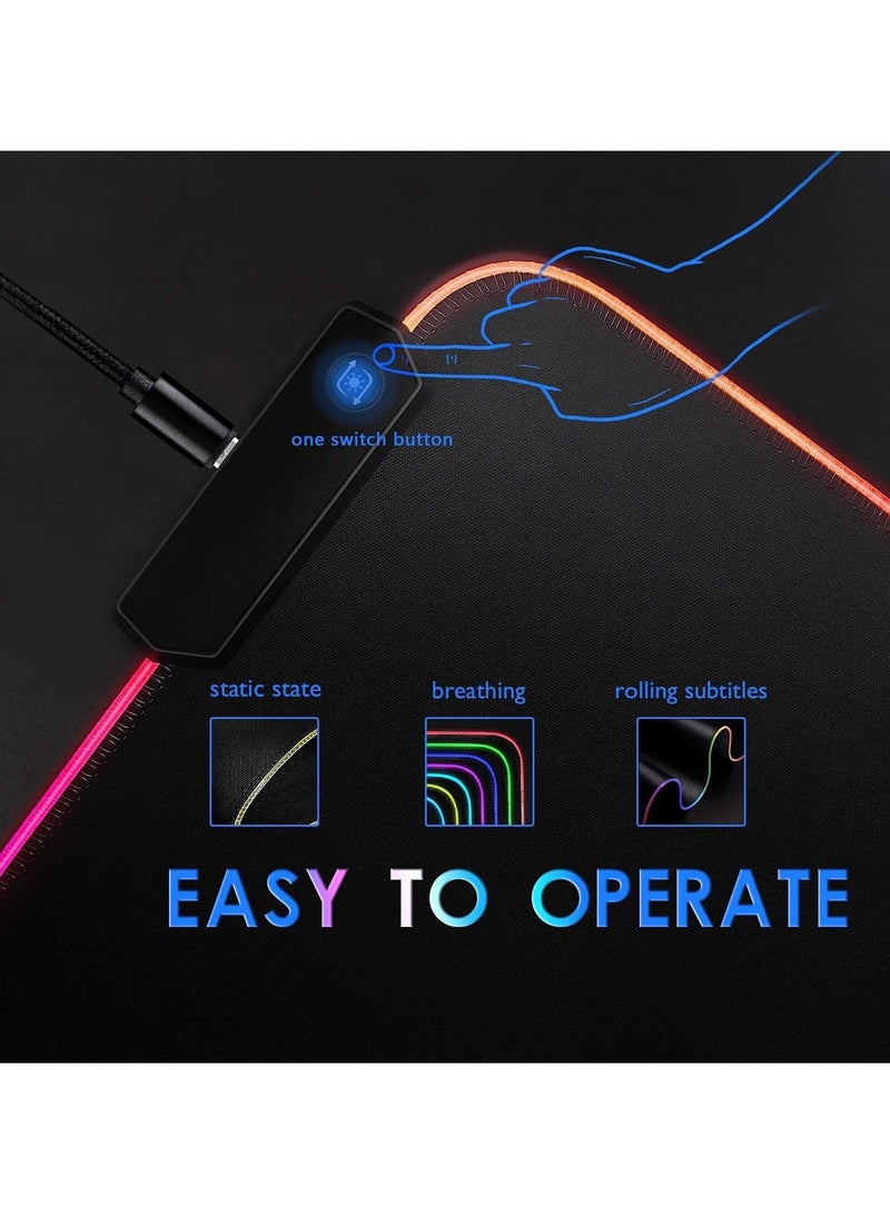 TONOS TONOS RGB Gaming Mouse Pad 31.5 X 12in, Large LED Mousepad with 11 Lighting Modes, Soft Non-Slip Rubber Base Mouse Mat for Computer Desk Keyboard,...  - Image 3