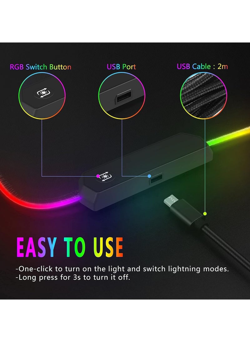 TONOS TONOS RGB Gaming Mouse Pad 31.5 X 12in, Large LED Mousepad with 11 Lighting Modes, Soft Non-Slip Rubber Base Mouse Mat for Computer Desk Keyboard,...  - Image 4