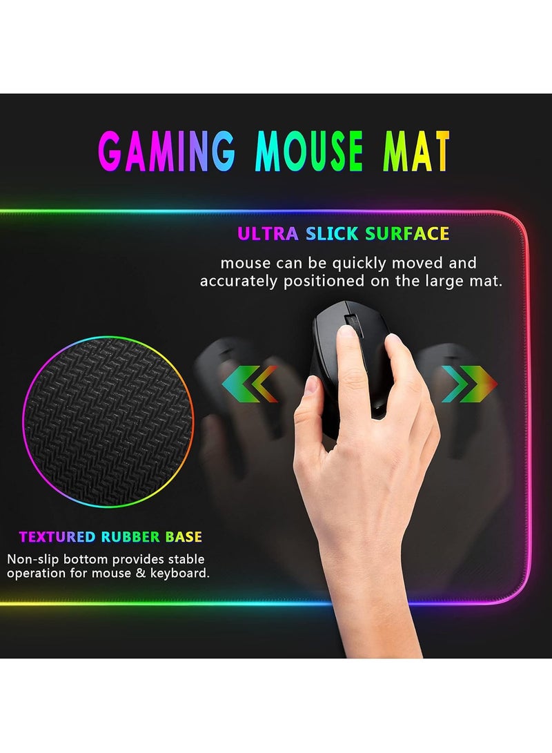 TONOS TONOS RGB Gaming Mouse Pad 31.5 X 12in, Large LED Mousepad with 11 Lighting Modes, Soft Non-Slip Rubber Base Mouse Mat for Computer Desk Keyboard,...  - Image 5