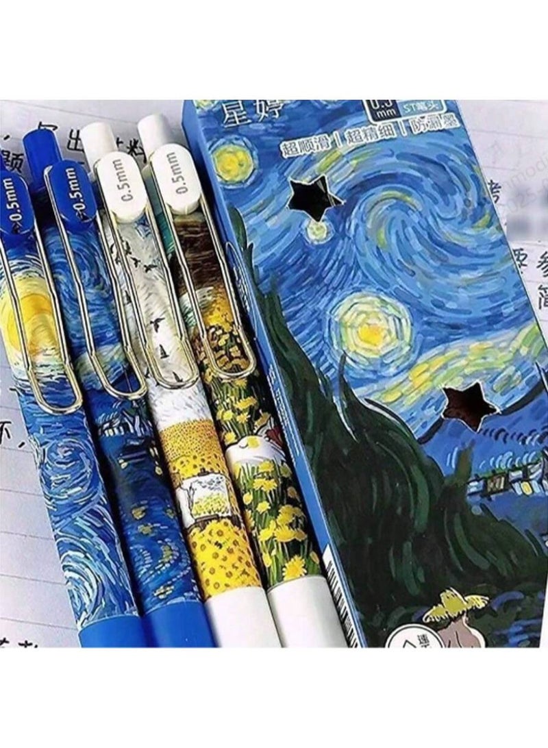 Generic 4-Pack Oil Painting Style Retractable Gel Pens – 0.5mm Ultra Fine Tip, Quick-Drying Black Ink, Smooth Flow for Writing and Drawing – Stylish Press Pens with Metal Clip for School, Office, and Gift Use  - Image 4