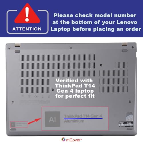 mCover Hard Case ONLY Compatible for 2023-2024 14" Lenovo ThinkPad T14 Gen 3 / Gen 4 Windows Notebook PC (with 180° Hinge, NOT Fitting Any Other Lenovo Models) - Clear - Image 4