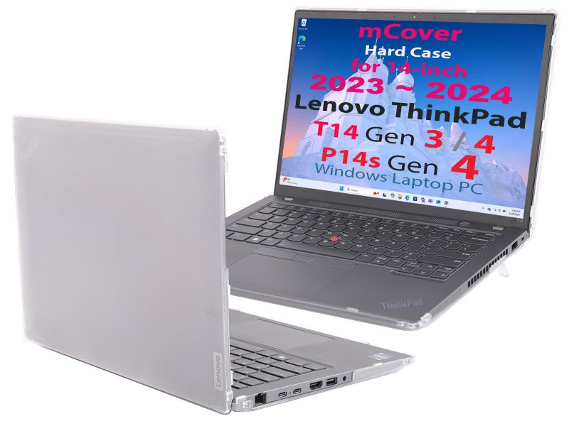 mCover Hard Case ONLY Compatible for 2023-2024 14" Lenovo ThinkPad T14 Gen 3 / Gen 4 Windows Notebook PC (with 180° Hinge, NOT Fitting Any Other Lenovo Models) - Clear - Image 1
