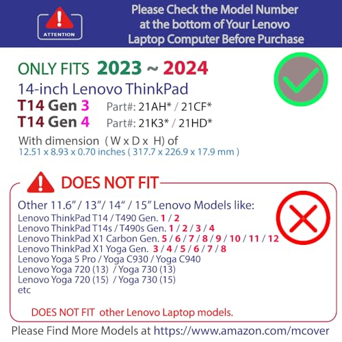mCover Hard Case ONLY Compatible for 2023-2024 14" Lenovo ThinkPad T14 Gen 3 / Gen 4 Windows Notebook PC (with 180° Hinge, NOT Fitting Any Other Lenovo Models) - Clear - Image 3