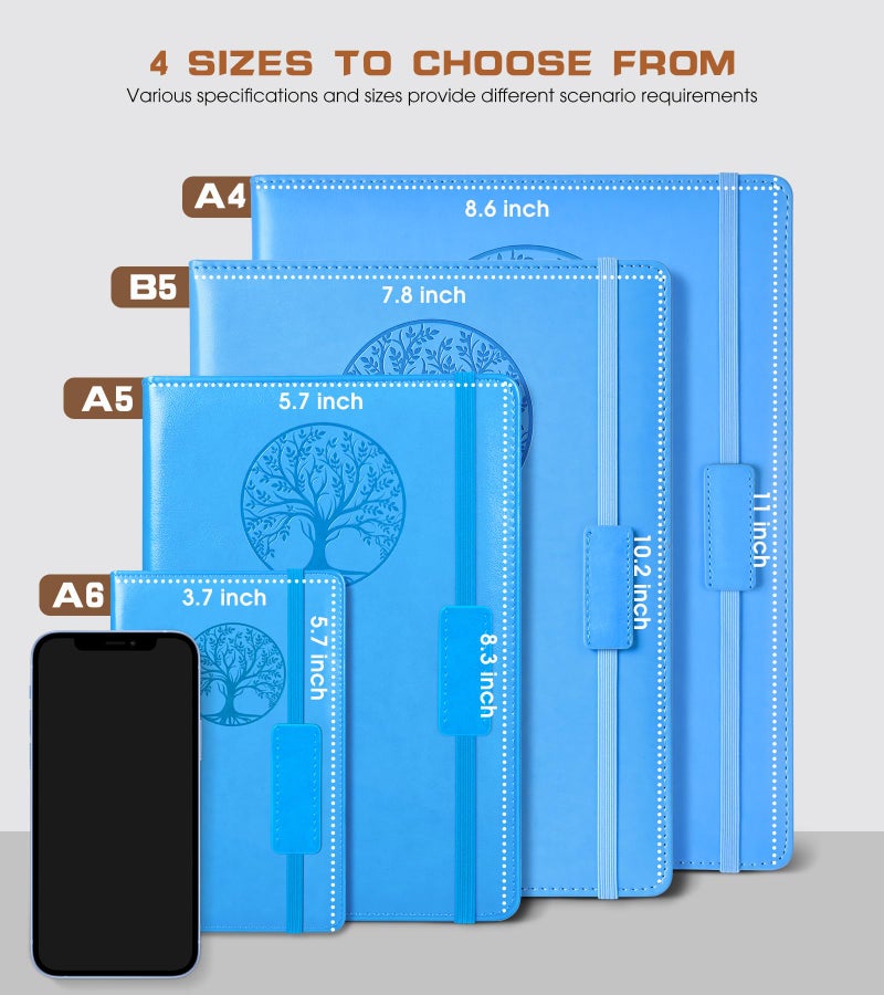Biuwory Lined Journal Notebook for Women Men,256 Pages A4 Large Hardcover Leather Journals for Writing,Travel,Business,Work,School,College Ruled Notebooks for Note Taking, Diary Notepad 8.6"×11" - Image 2