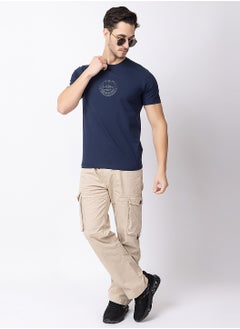 OCTAVE Octave Men's Solid Color Cotton T-shirt,Midnight Blue  - Image 1