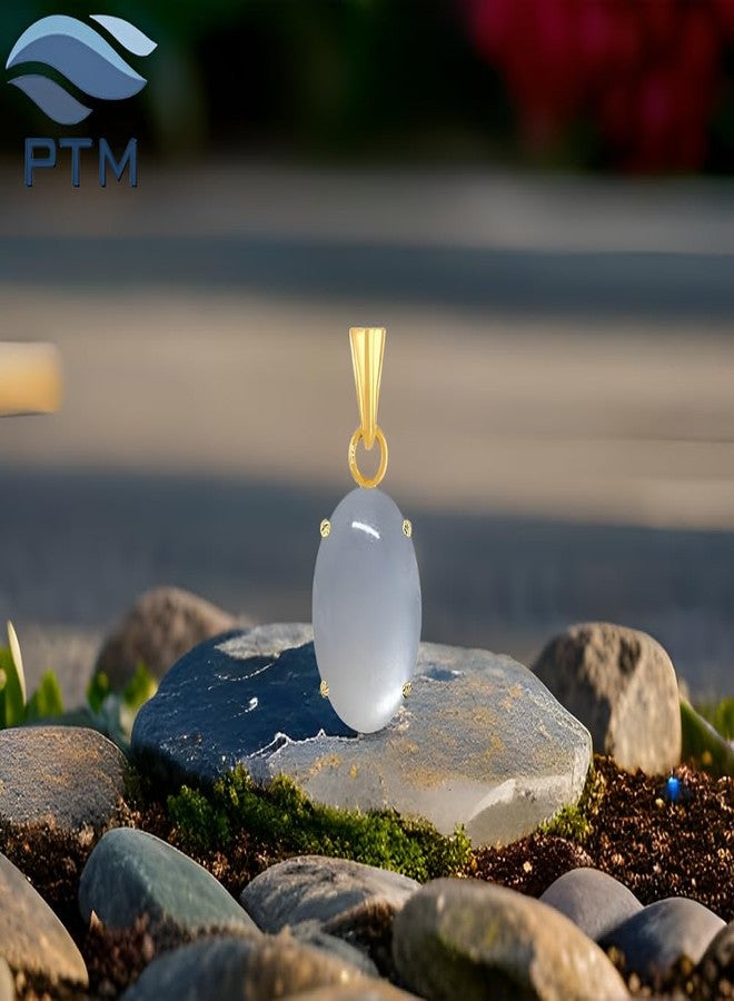 Ptm Natural Moonstone/Chandrakant 6.25 Ratti or 5.5 Carat Astrological Certified Gemstone Panchdhatu/5 Metals 22k Gold Plated Pendant for Men & Women -fba2625 - Image 2