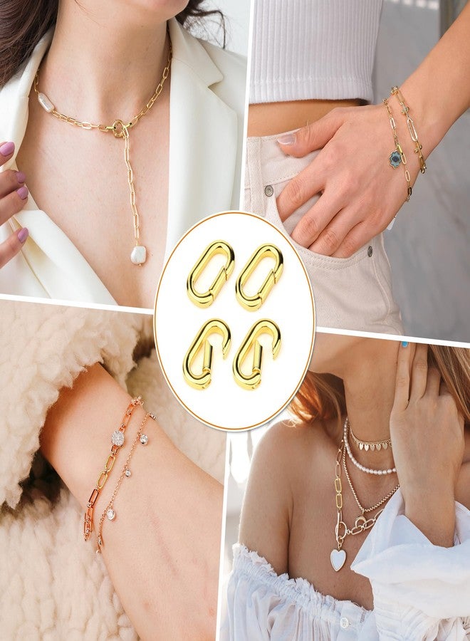 Qoroos 12 PCS 18K Gold Plated Carabiner Clasps and Closures for Clip for Jewelry Making Bracelet Necklace Oval Connector Jewelry Spring Clip Clasps for DIY Making Keychains - Image 5