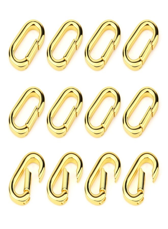 Qoroos 12 PCS 18K Gold Plated Carabiner Clasps and Closures for Clip for Jewelry Making Bracelet Necklace Oval Connector Jewelry Spring Clip Clasps for DIY Making Keychains - Image 1
