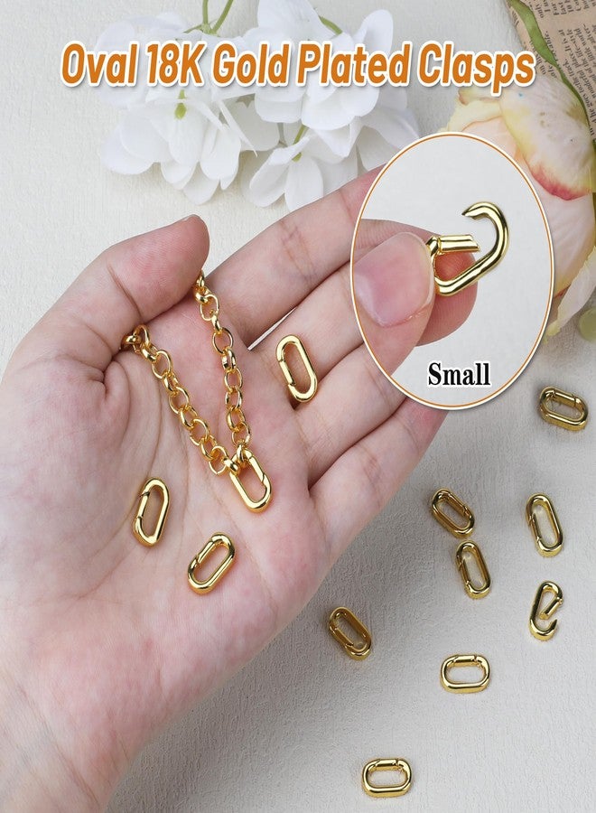 Qoroos 12 PCS 18K Gold Plated Carabiner Clasps and Closures for Clip for Jewelry Making Bracelet Necklace Oval Connector Jewelry Spring Clip Clasps for DIY Making Keychains - Image 3