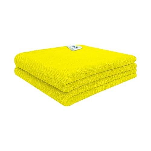 SOFTSPUN Microfiber Cloth 40x40 Cms, 2 Piece Towel Set, 340 GSM (Yellow) Multi-Purpose Super Soft Absorbent Cleaning Towels for Home, Kitchen, Car, Cleans & Polishes Everything in Your Home. - Image 1