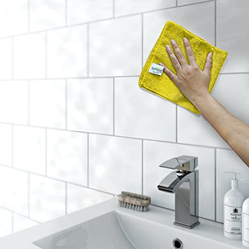 SOFTSPUN Microfiber Cloth 40x40 Cms, 2 Piece Towel Set, 340 GSM (Yellow) Multi-Purpose Super Soft Absorbent Cleaning Towels for Home, Kitchen, Car, Cleans & Polishes Everything in Your Home. - Image 2