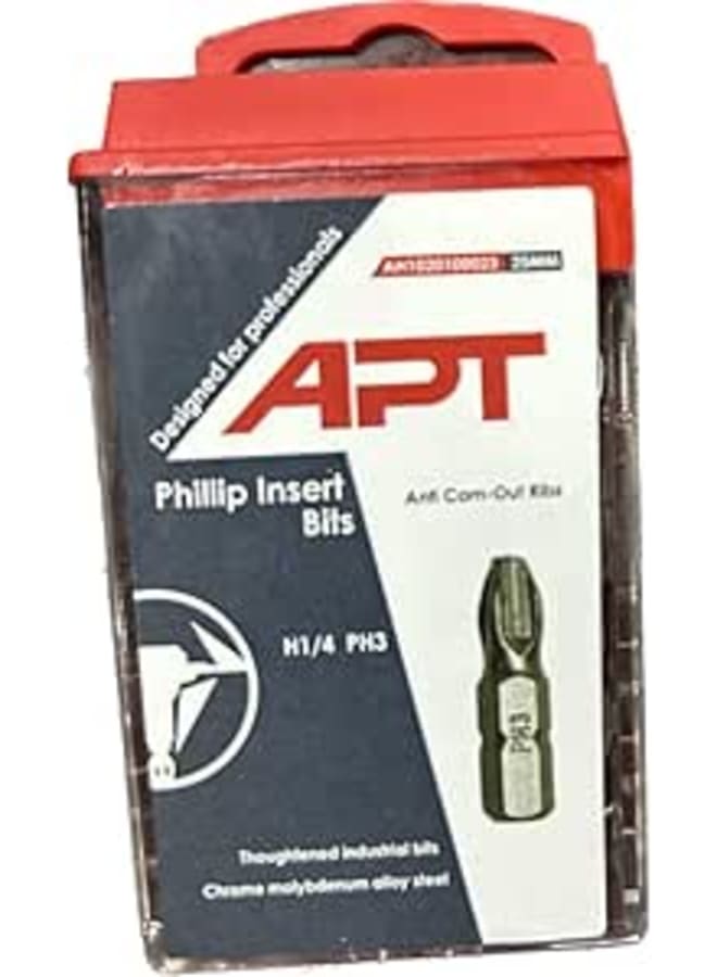 Apt APT HT PH3 Phillip Insert Screwdriver Bits 20-Pieces Set, 25 mm x 3 mm Size