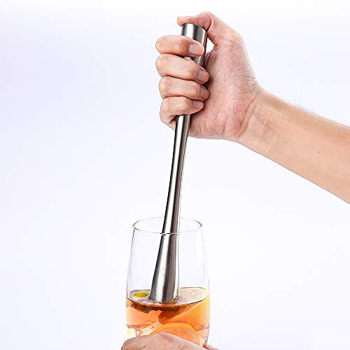 JXS 10" 255MM Stainless Steel Sturdy Cocktail Muddler, Professional Well Made Dishwasher Safe Muddler Bar Tool - Image 4