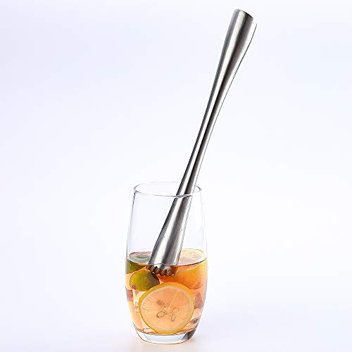 JXS 10" 255MM Stainless Steel Sturdy Cocktail Muddler, Professional Well Made Dishwasher Safe Muddler Bar Tool - Image 3