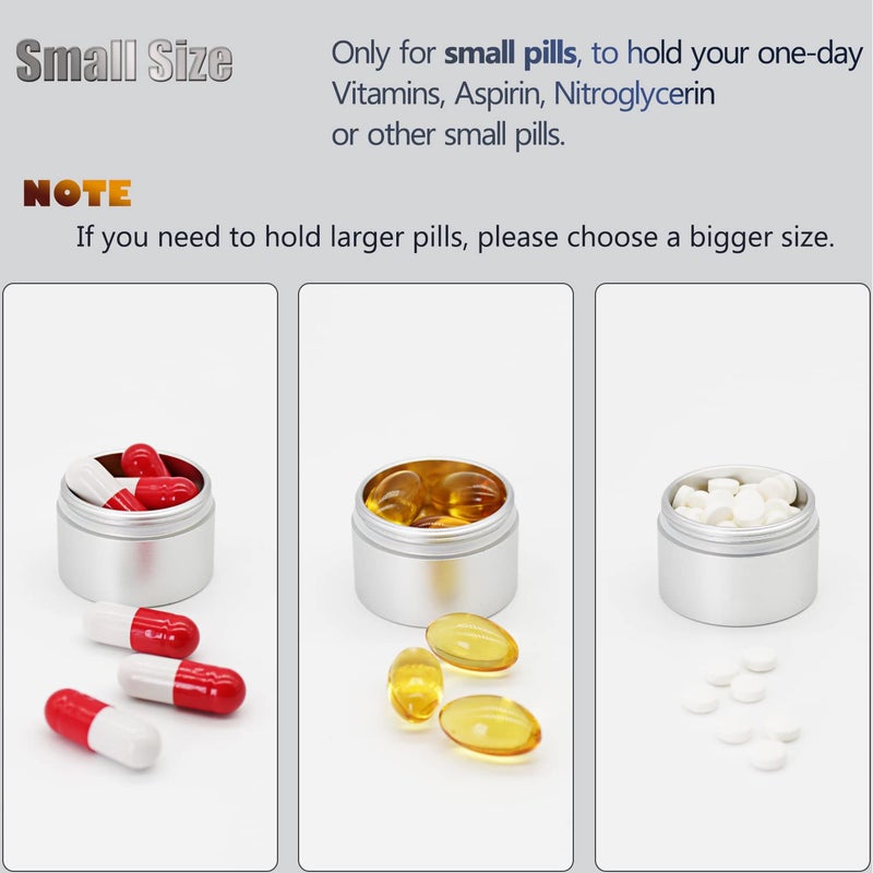 PPFISH EDC Portable Daily Pill Case, Heavy Duty Aluminium Alloy Round Pill Box, Waterproof Travel Pill Organizer, Pocket Purse Medicine Vitamin Holder EDC Container for Outdoor Camping Working - Image 5