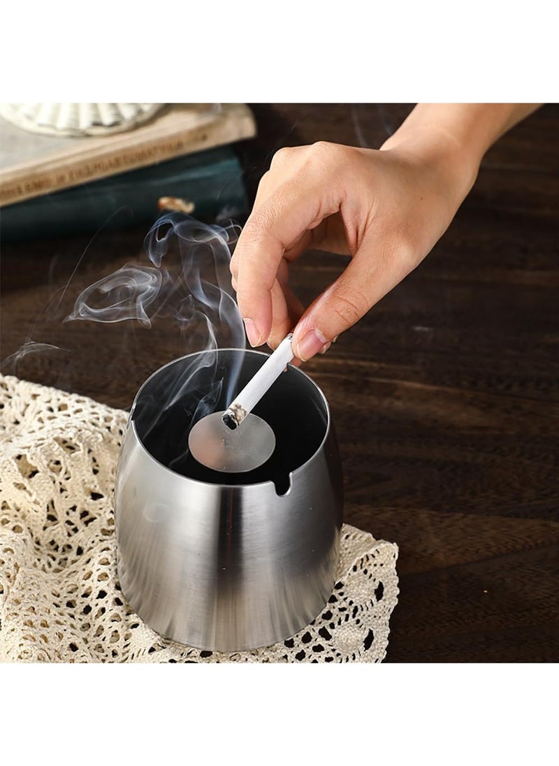 Rubik Ashtray with Lid, Stainless Steel Covered Windproof Ash Tray for Indoor Outdoor Patio Home Office Living Room Hotel (Black)  - Image 4