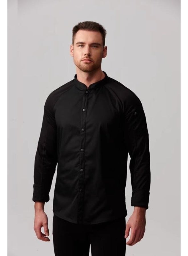 NIBEMINENT Men's long and short sleeved chef's uniforms, summer thin and breathable, restaurant and hotel baking quick-drying chef's work clothes, women's  - Image 1
