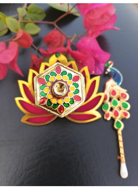Comelyns Fancy Sindoor Dani with Tilak Stick for wedding Pooja Articles Gifting Sindoor Dibbi Kumkum Box with Beautiful Stick for MultiPurpose kumkum Box Peacock Shape