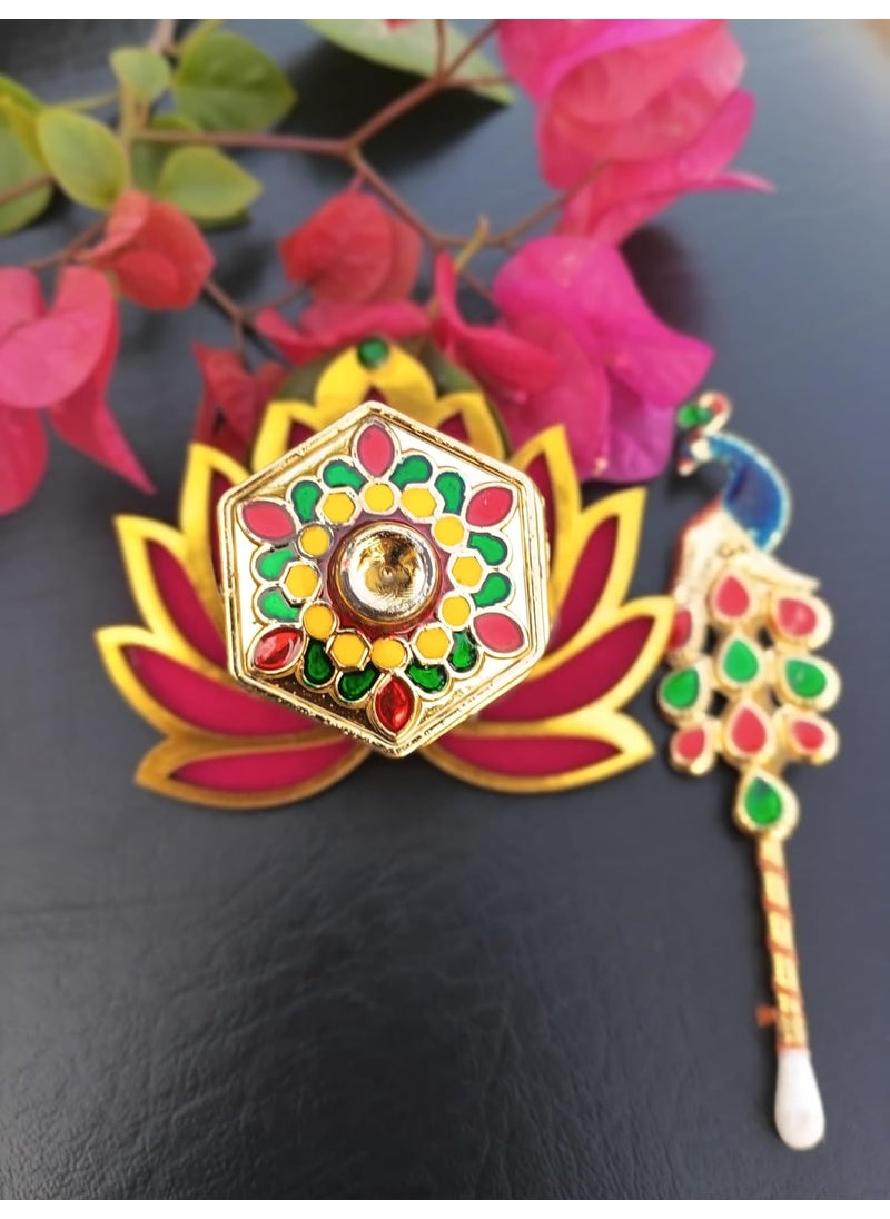 Comelyns - Comelyns Fancy Sindoor Dani with Tilak Stick for wedding Pooja Articles Gifting Sindoor Dibbi Kumkum Box with Beautiful Stick for MultiPurpose kumkum Box Peacock Shape - Image 1