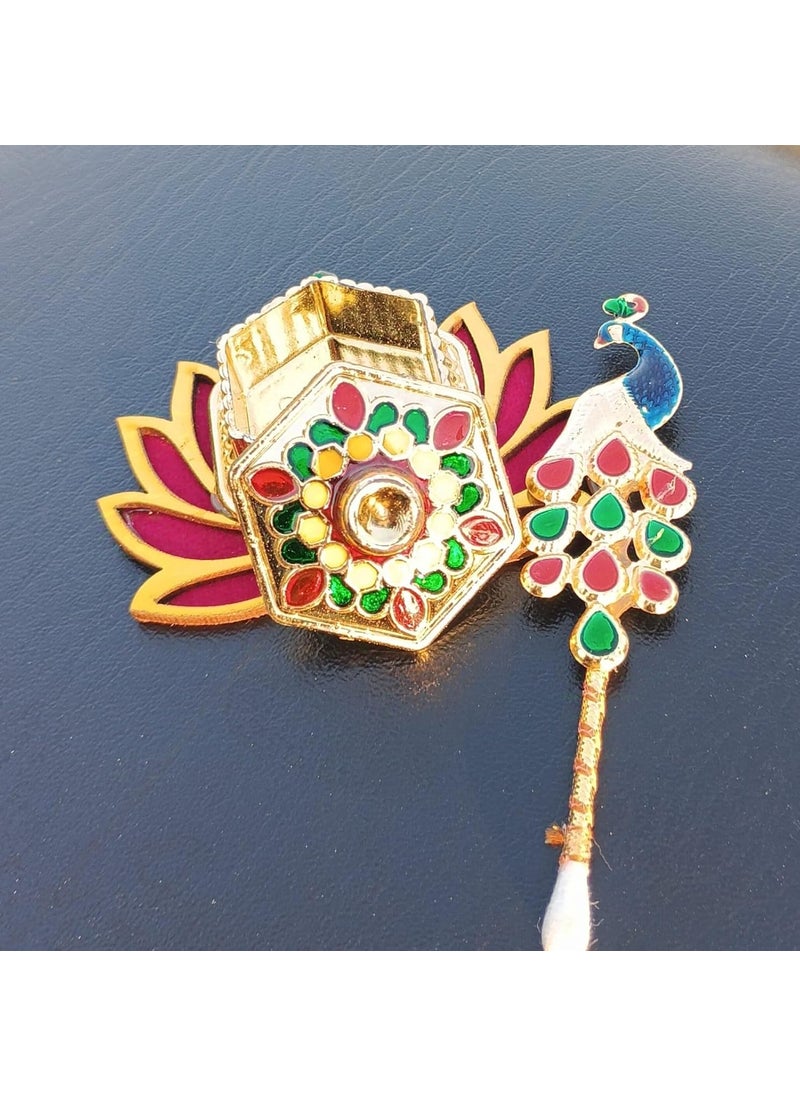 Comelyns - Comelyns Fancy Sindoor Dani with Tilak Stick for wedding Pooja Articles Gifting Sindoor Dibbi Kumkum Box with Beautiful Stick for MultiPurpose kumkum Box Peacock Shape - Image 1