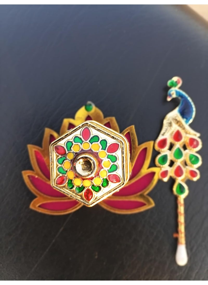 Comelyns - Comelyns Fancy Sindoor Dani with Tilak Stick for wedding Pooja Articles Gifting Sindoor Dibbi Kumkum Box with Beautiful Stick for MultiPurpose kumkum Box Peacock Shape - Image 1