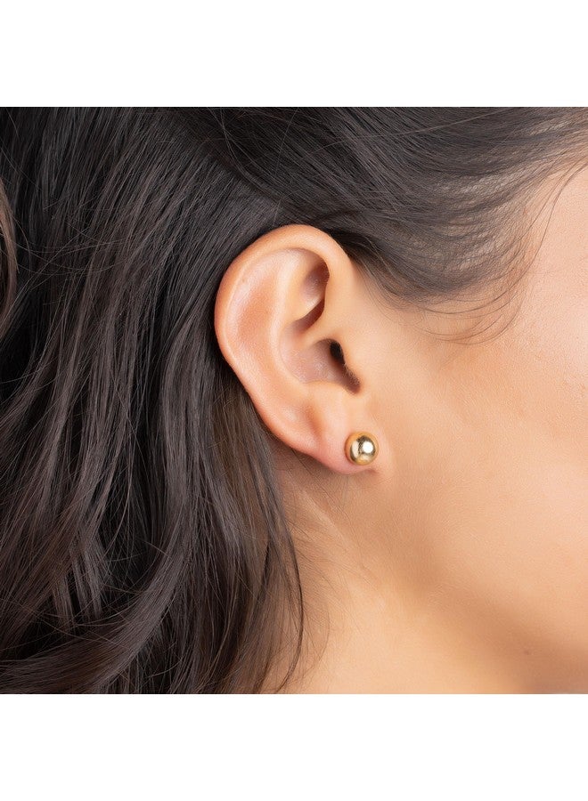 بارزيل طقم أقراط بارزل مطلية بالذهب عيار 18 قيراطًا على شكل كرة، مقاسات من 3 إلى 10 مم، عبوة من 5 قطع، لمسة نهائية مصقولة للغاية من كرات الصابون - Image 3