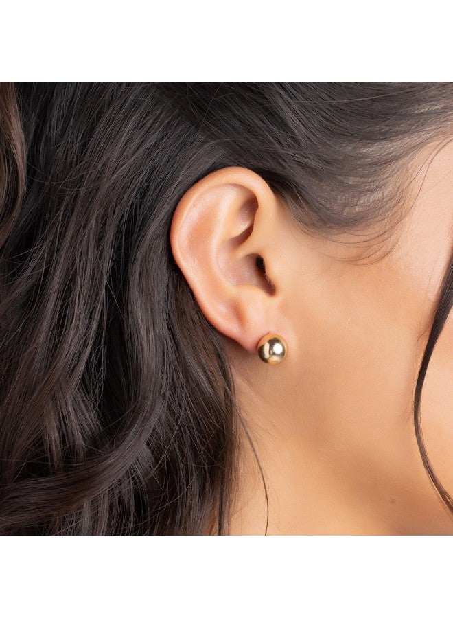 بارزيل طقم أقراط بارزل مطلية بالذهب عيار 18 قيراطًا على شكل كرة، مقاسات من 3 إلى 10 مم، عبوة من 5 قطع، لمسة نهائية مصقولة للغاية من كرات الصابون - Image 2