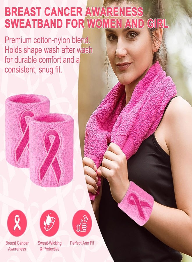 NICEMOVIC Breast Cancer Awareness Accessories,Breast Cancer Gifts for Woman, 2 Pack Ribbon Wristbands, Breast Cancer Ribbon, Sports Wristbands - Pink - Image 3