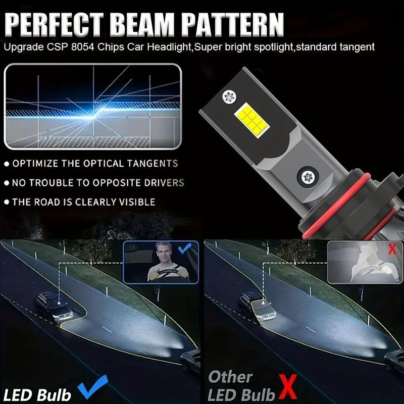 2 قطعة 30000LM 6500K 8054 شريحة CSP H8 H9 H11 H16 B037 بدون أخطاء كانبوس شعاع عالي ومنخفض لمبات LED متينة للسيارات رؤية محسّنة قيادة آمنة 12V - Image 4
