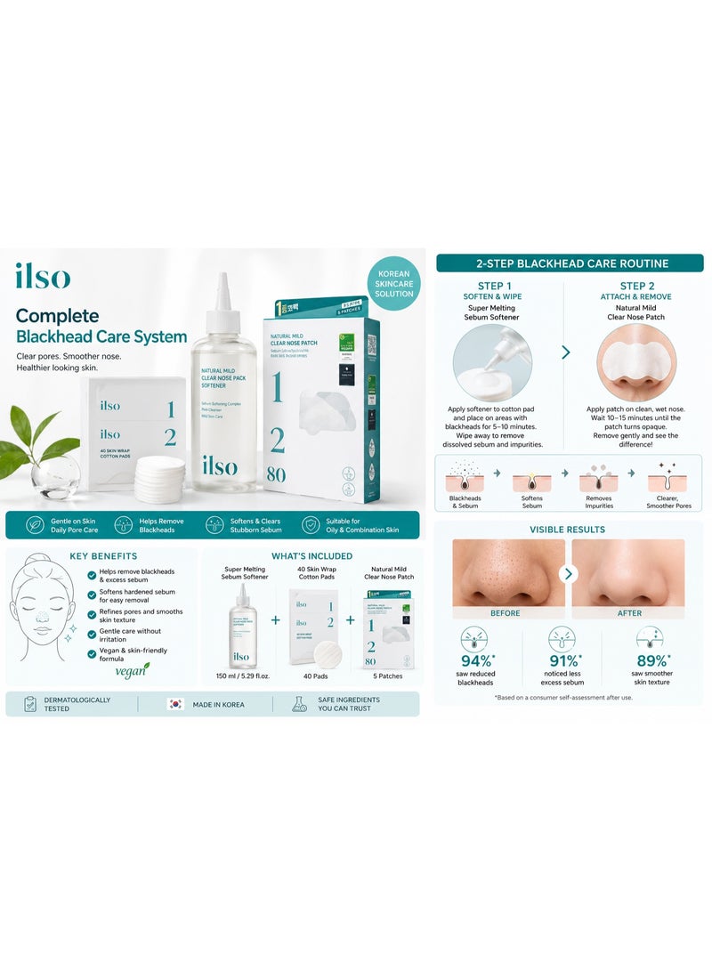أيضا مجموعة ILSO للعناية بالرؤوس السوداء | مزيل الدهون Super Melting Sebum Softener مع لصقات الأنف Natural Mild Clear | مجموعة كورية لتنظيف المسام - Image 5