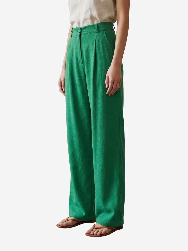 ماي فاشن MY FASHION High-Waist Straight-Leg Crepe Trousers