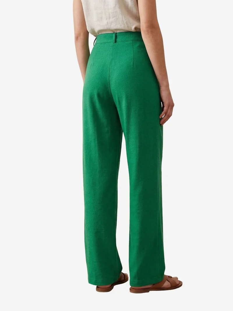 My Fashion Emerald Green MY FASHION High-Waist Straight-Leg Crepe Trousers for Women | Best Price UAE