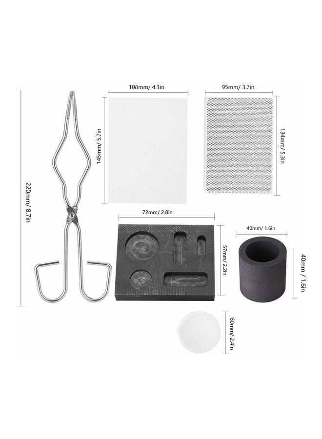 NIBEMINENT 6-Piece Graphite Crucible Set Silver/Black - Image 2