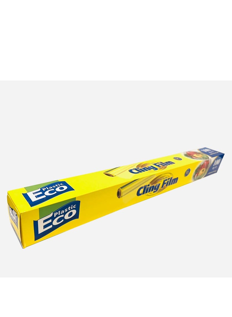 ECO Plastic Cling Film Food Wrap Clear 100 SQ.FT size (20.65 mm × 45cm)  - Image 4