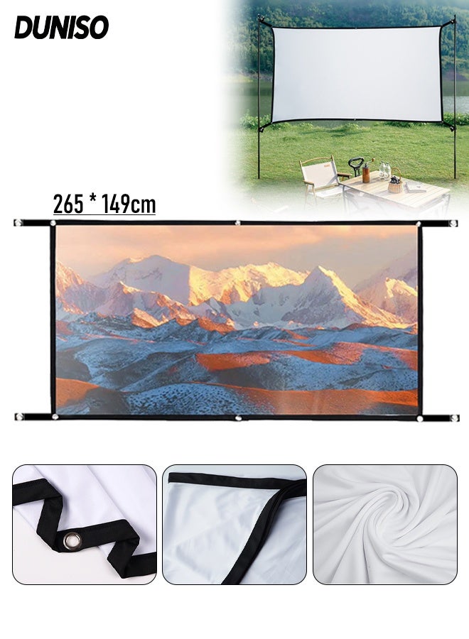 DUNISO Projector screen, outdoor high definition portable projector screen, polyester black edge soft screen, foldable, suitable for offices, outdoor，homes (120 inches，16:9，2.65 * 1.49m) - Image 1