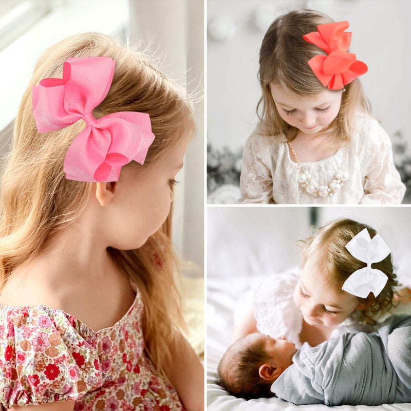 Oaoleer 30Pcs 6 Inch Hair Bows for Girls, Oaoleer Grosgrain Ribbon Bows Alligator Clips Double-deck Big Hairbows Hair Barrettes Hair Accessories for Toddlers Girls Kids Children - Image 4