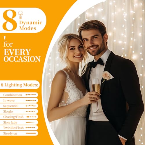 Patioman 10x8ft White Tulle Backdrop Curtain with Lights, Wrinkle-Free Sheer Wedding Backdrop for Birthday Parties, Baby Showers, Bridal Showers, Photo Shoots and Home Decorations, White - Image 4