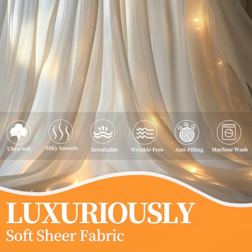Patioman 10x8ft White Tulle Backdrop Curtain with Lights, Wrinkle-Free Sheer Wedding Backdrop for Birthday Parties, Baby Showers, Bridal Showers, Photo Shoots and Home Decorations, White - Image 5