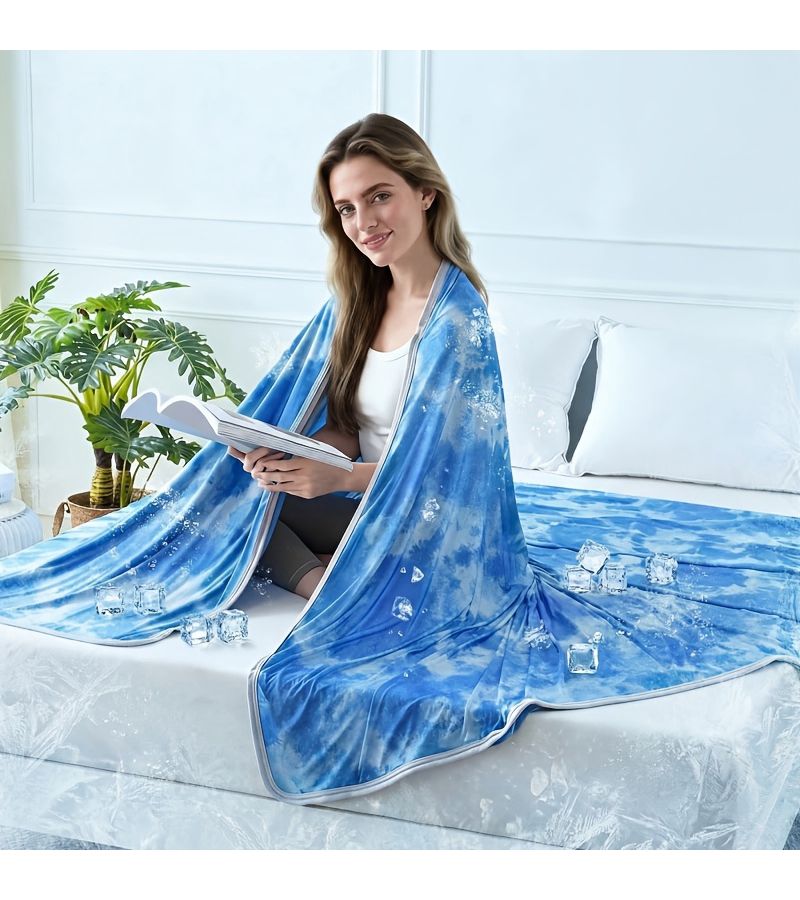 Soft cooling blanket pink color - lightweight breathable bedspread with cooling technology, machine washable for sleeping, air-conditioned rooms, dorms, camping and office use, suitable for all seasons - Image 3