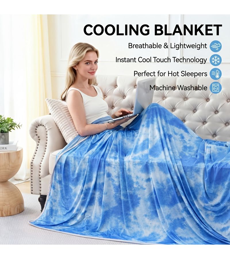Soft cooling blanket pink color - lightweight breathable bedspread with cooling technology, machine washable for sleeping, air-conditioned rooms, dorms, camping and office use, suitable for all seasons - Image 2