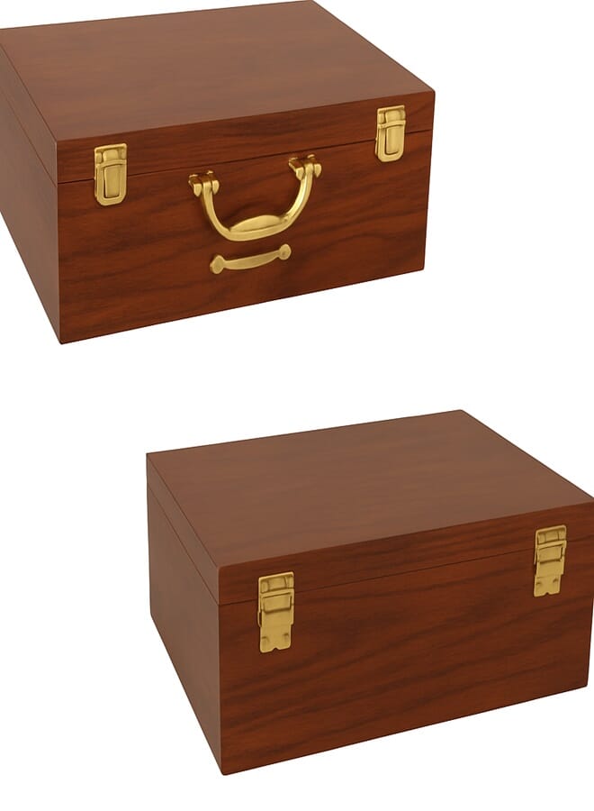 Portable Silver Flatware Set – 75 Pieces with Wooden Storage Bag  - Image 1