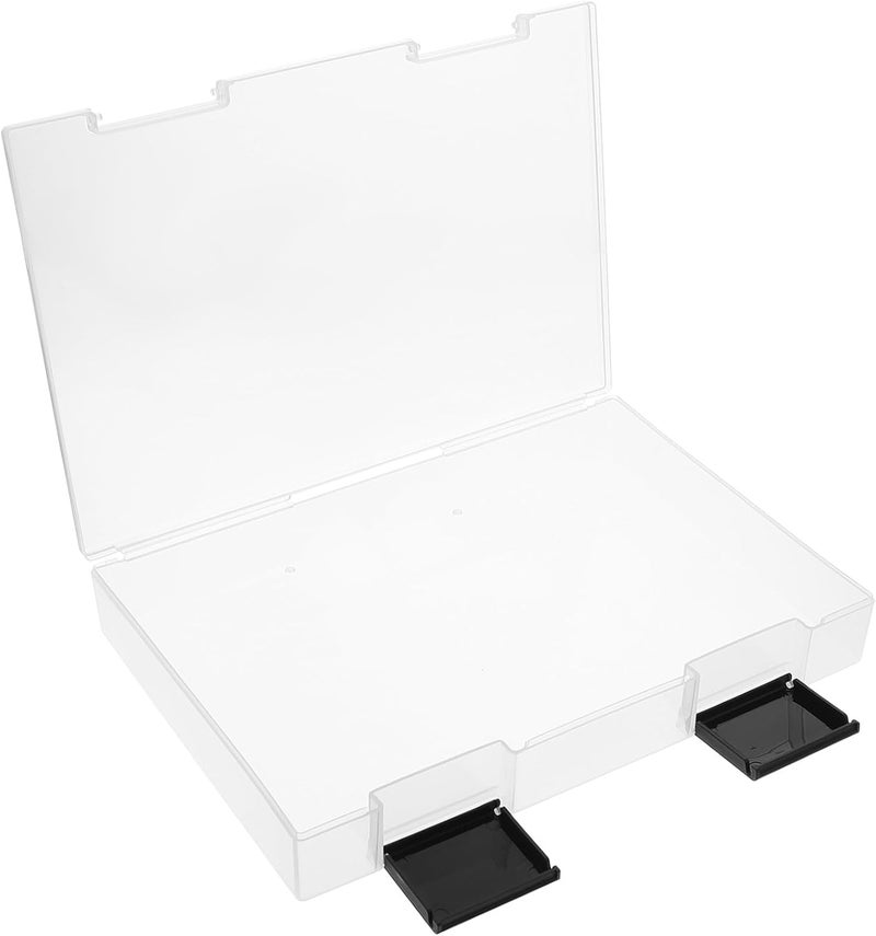 A5 Plastic Document Storage Box with Double Buckle, Thickened Dustproof File Organizer for Office and Home, Black Sturdy Paper Filing Case for Desk and Document Management - Image 1