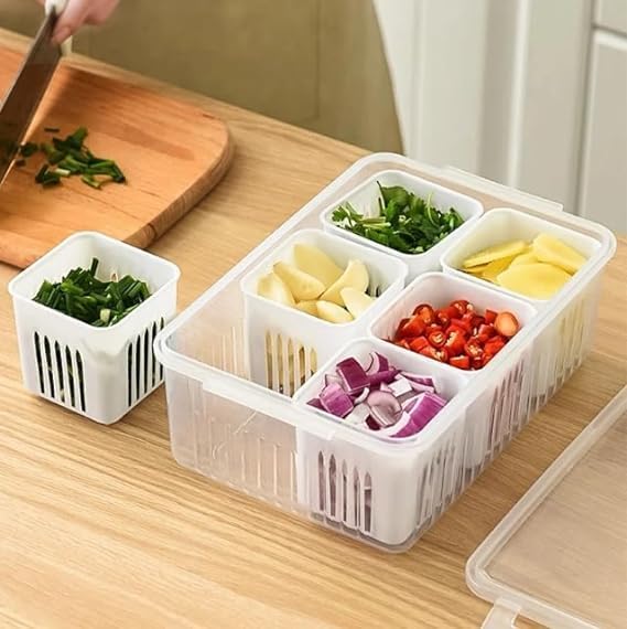 Stewit® Fridge Storage Boxes Freezer Storage Containers, Container for Kitchen Storage Set, Storage in Kitchen, Vegetable Storage, Draining Crisper Refrigerator Food Box - Image 4
