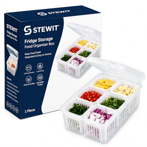 Stewit® Fridge Storage Boxes Freezer Storage Containers, Container for Kitchen Storage Set, Storage in Kitchen, Vegetable Storage, Draining Crisper Refrigerator Food Box - Image 1