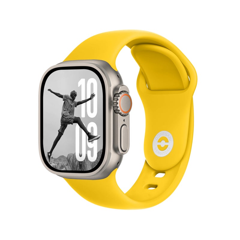 DONEGANI SB Sport Band for Apple Watch Bands Women Ultra 2 49mm, Series 10 46mm, 9 8 7 45mm 41mm, SE 6 5 4 44mm 40mm, 3 2 1 42mm 38mm Men iWatch, Strap Silicone Lemon Yellow - Image 1