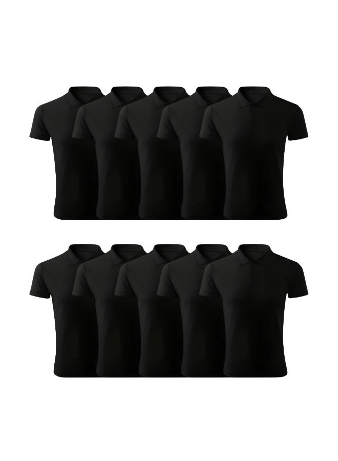 PRINTSHOP4ME Pack of 10 Pcs Men's Regular-Fit Golf Polo T-shirt Pure Cotton Short Sleeve 220 GSM Basic Colors - Image 1