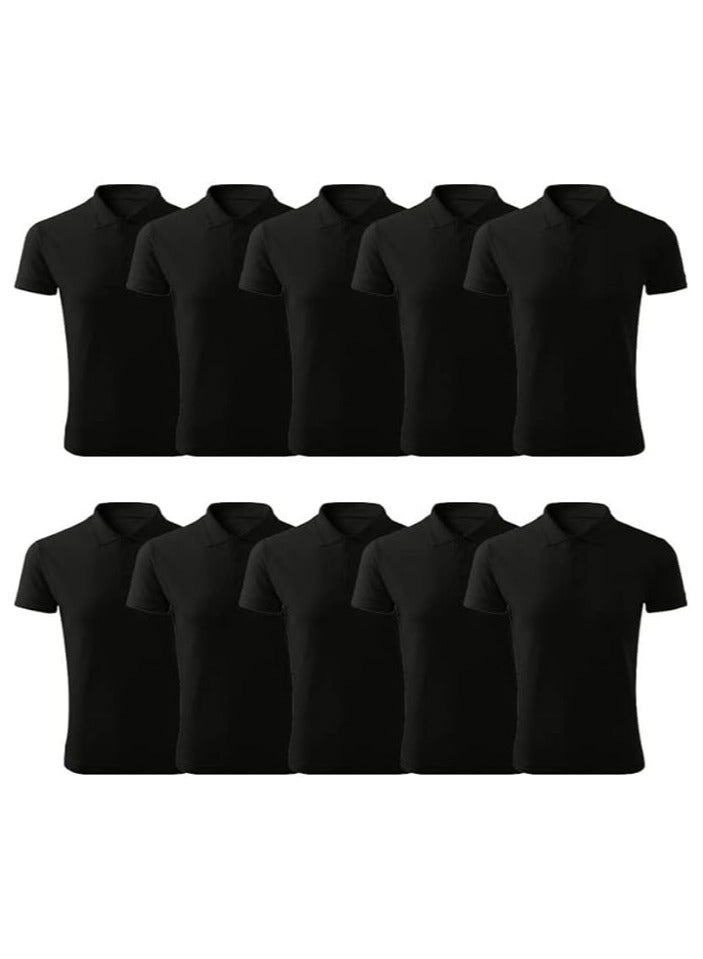 PRINTSHOP4ME Pack of 10 Pcs Men's Regular-Fit Golf Polo T-shirt Pure Cotton Short Sleeve 220 GSM Basic Colors  - Image 1