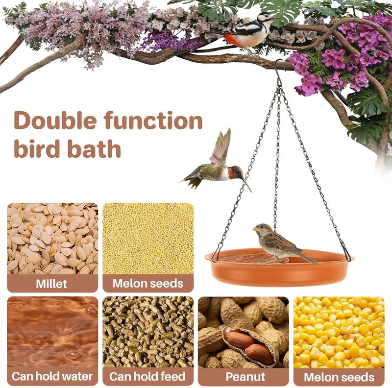 CARGEN Hanging Bird Bath for Outdoors - Hanging Bird-Feeder BirdBath Bowl Water Feeder for Garden Plate Tray BirdBath Tray Water or Seed - Image 2